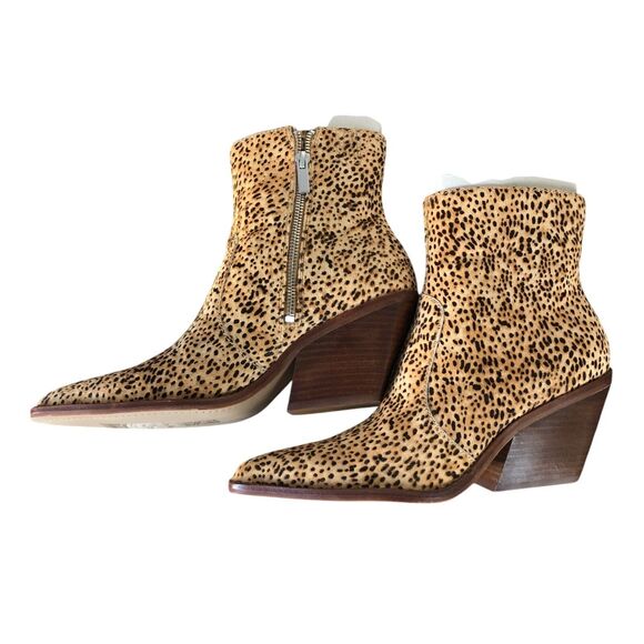 Dolce Vita Western Almond Toe Calf Hair Leopard $170 Block Heel Bootie Sz 9 NEW - Picture 8 of 15